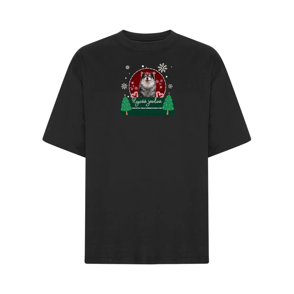 Hyvää Joulua T-paita Omalla Kuvalla (Oversize) 🐶🤶🎄