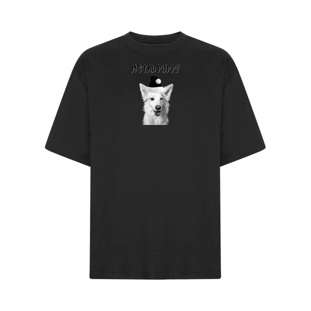 Christmas Metal Puppy T-paita Omalla Kuvalla (Oversize) 🐶🎄🤘