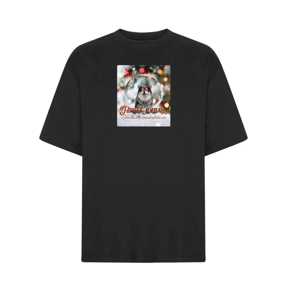 Lumimaailma Jouluntoivotukset T-paita Omalla Kuvalla (Oversize) 🐶🤶🎄